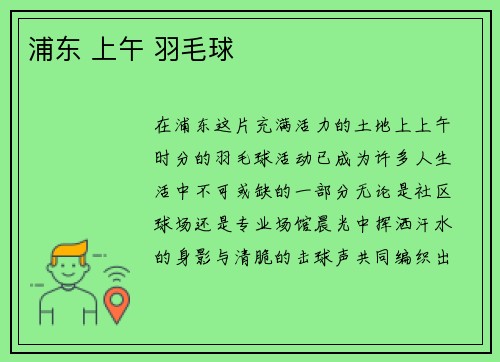 浦东 上午 羽毛球